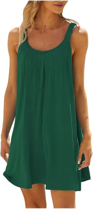 Summer Dresses for Women Sleeveless Beach Vacation Traval Clothes Swimsuit Coverup Casual Vacation Short Summer Dress