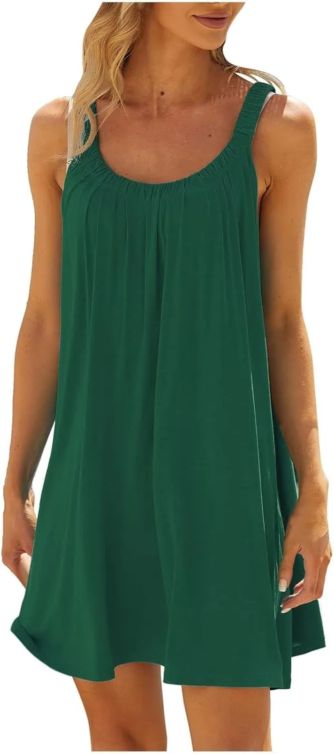 Summer Dresses for Women Sleeveless Beach Vacation Traval Clothes Swimsuit Coverup Casual Vacation Short Summer Dress