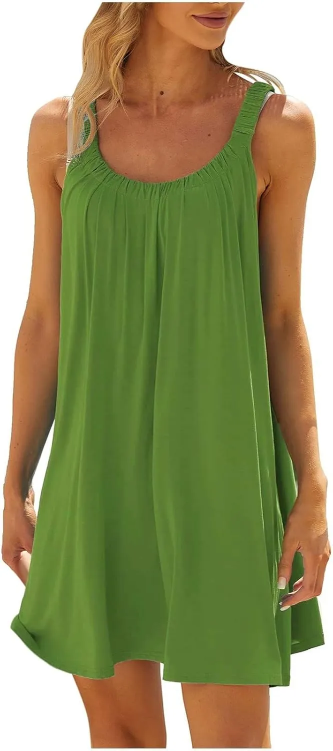 Summer Dresses for Women Sleeveless Beach Vacation Traval Clothes Swimsuit Coverup Casual Vacation Short Summer Dress