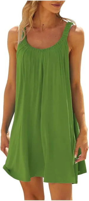 Summer Dresses for Women Sleeveless Beach Vacation Traval Clothes Swimsuit Coverup Casual Vacation Short Summer Dress