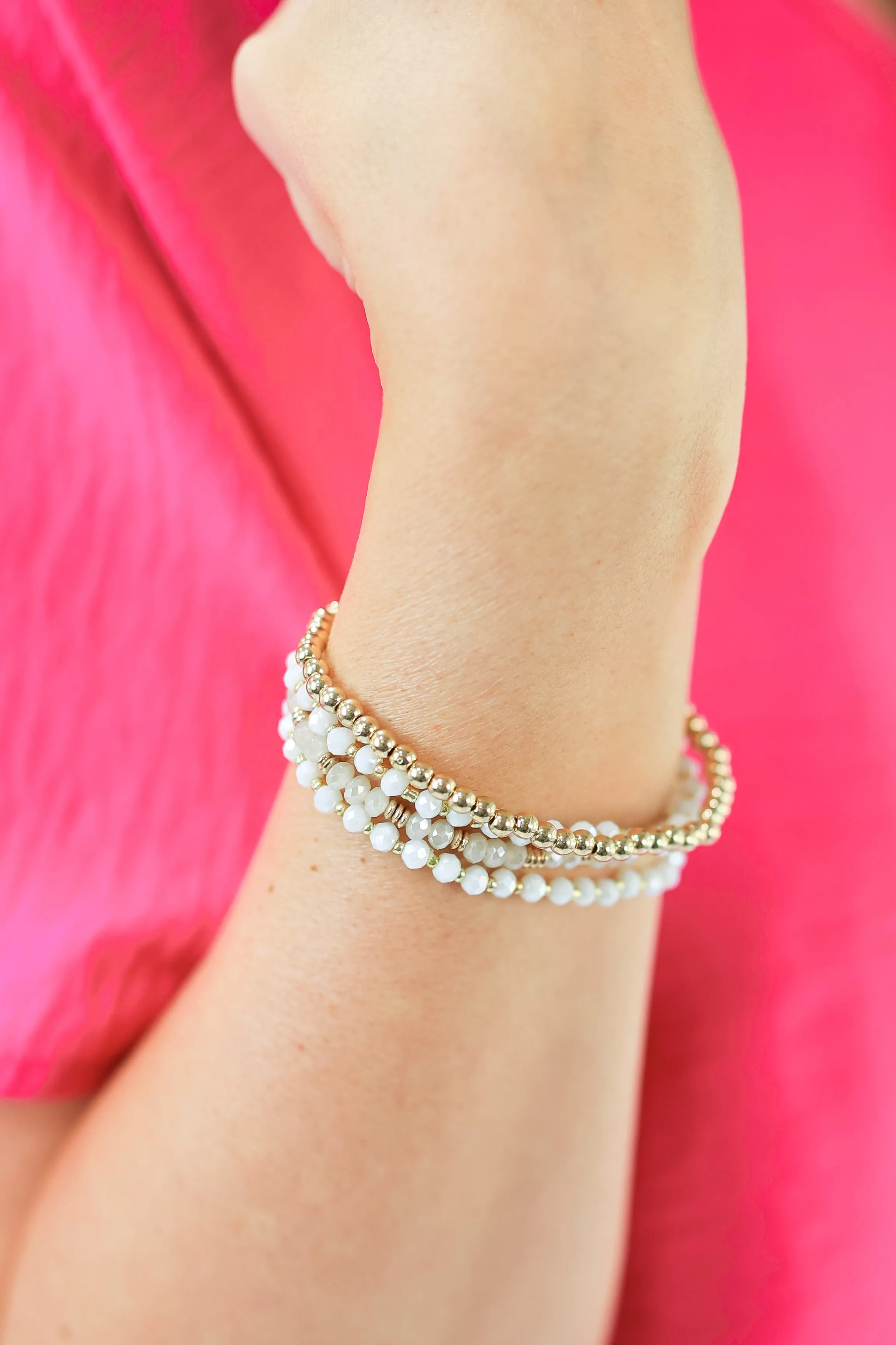 Summer Travel Bracelet Stack In White