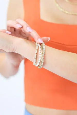Summer Travel Bracelet Stack In White