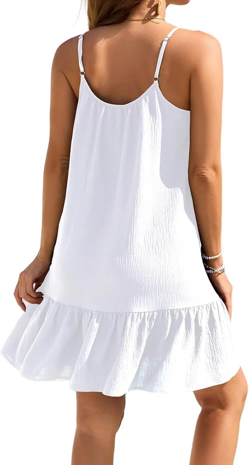 Sundresses for Women A Line Dress Sleeveless Crewneck Mini Dresses Cute Casual Trendy Dressy Dresses Summer 2025