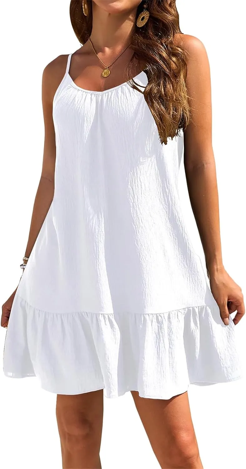 Sundresses for Women A Line Dress Sleeveless Crewneck Mini Dresses Cute Casual Trendy Dressy Dresses Summer 2025