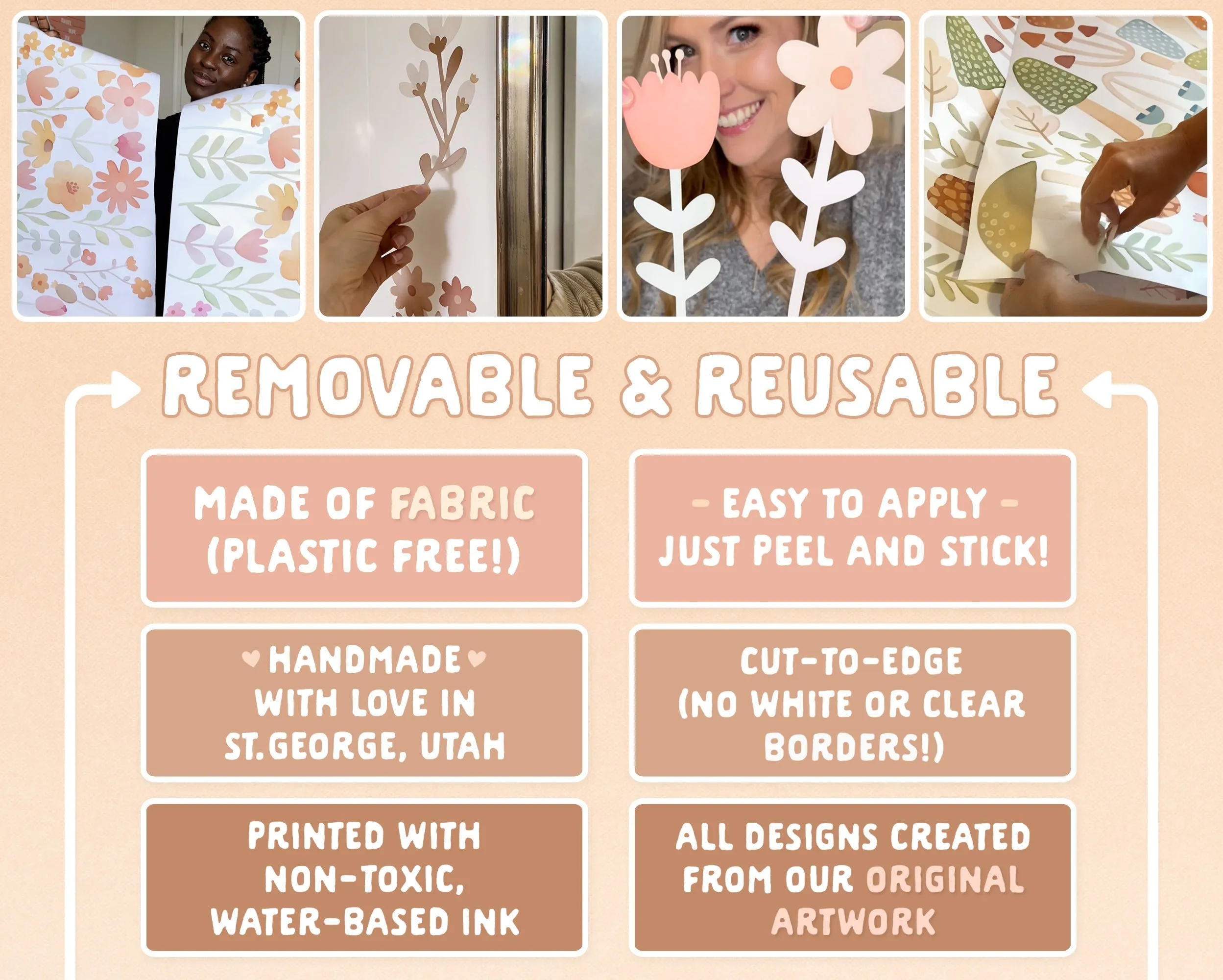 Sunny Florals Fabric Wall Decal Set