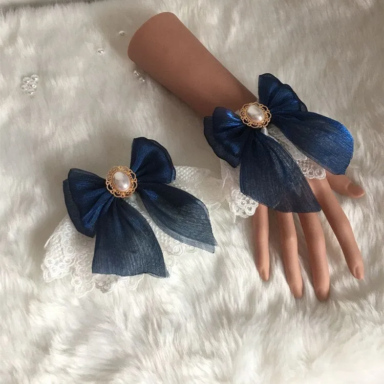 Sweet Lolita Bracelets Lace Cuffs Cute Hand-wear with Bow