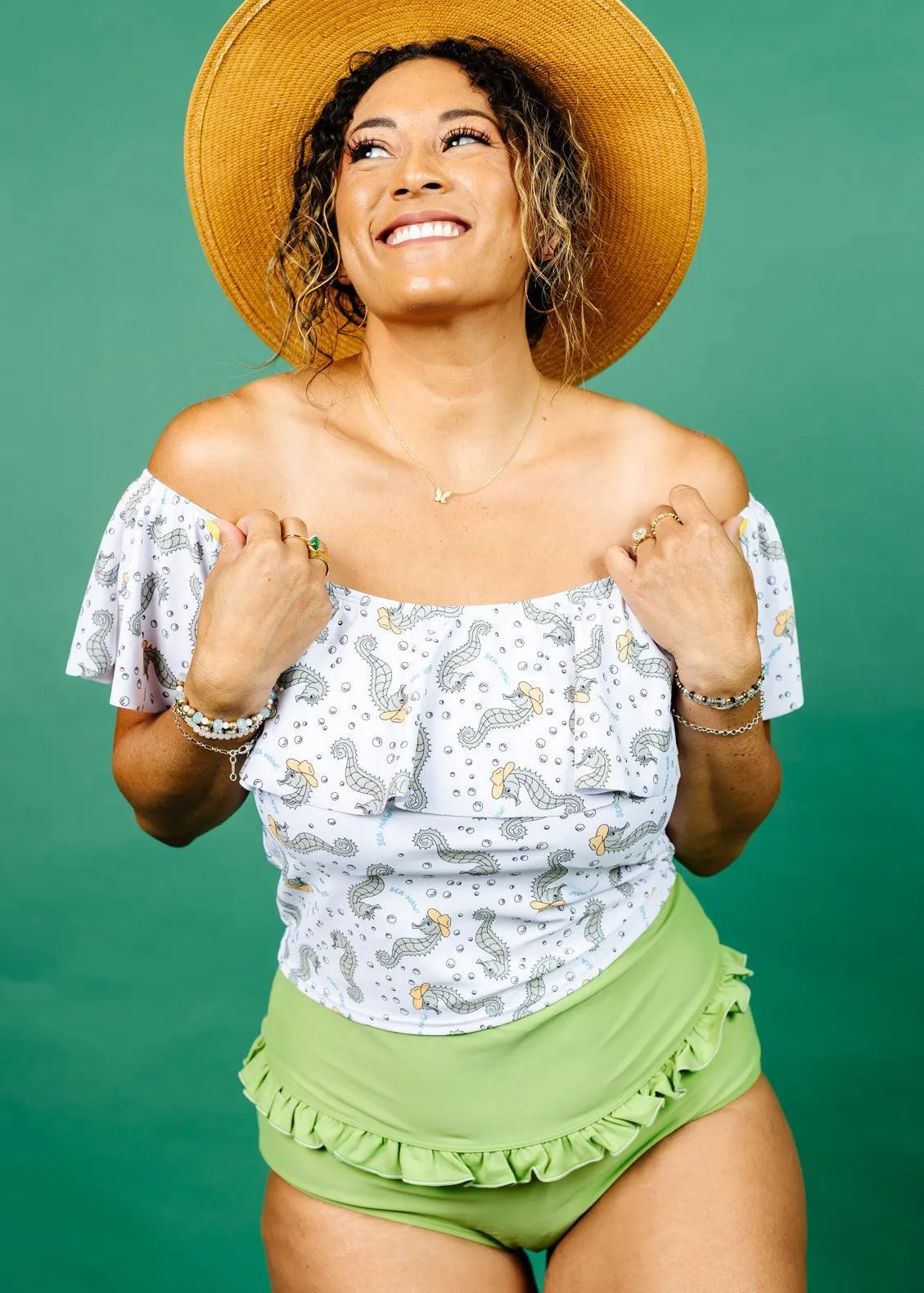 Sweet Pea Green | Mid-Ruffle Bottoms