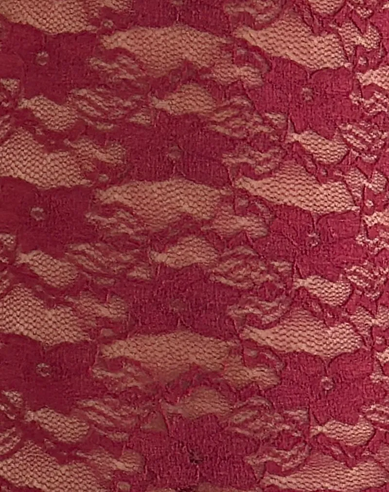 Tahoa Top in Orchid Lace Burgundy