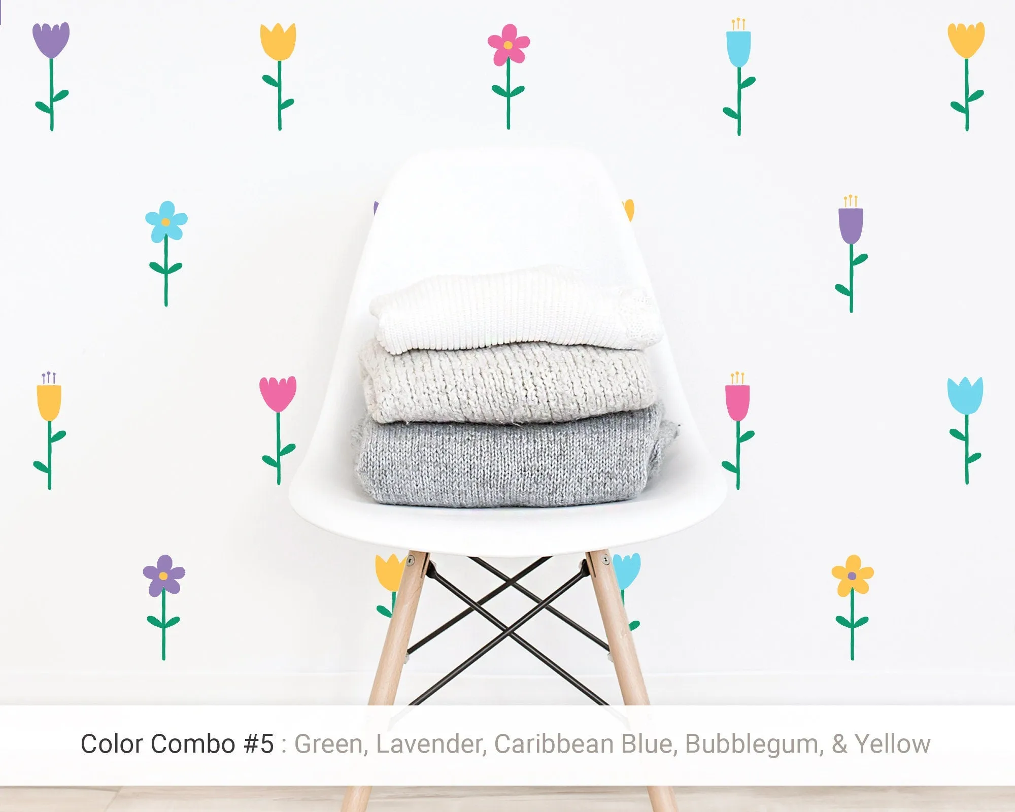 Tall Flowers Wall Decal Set