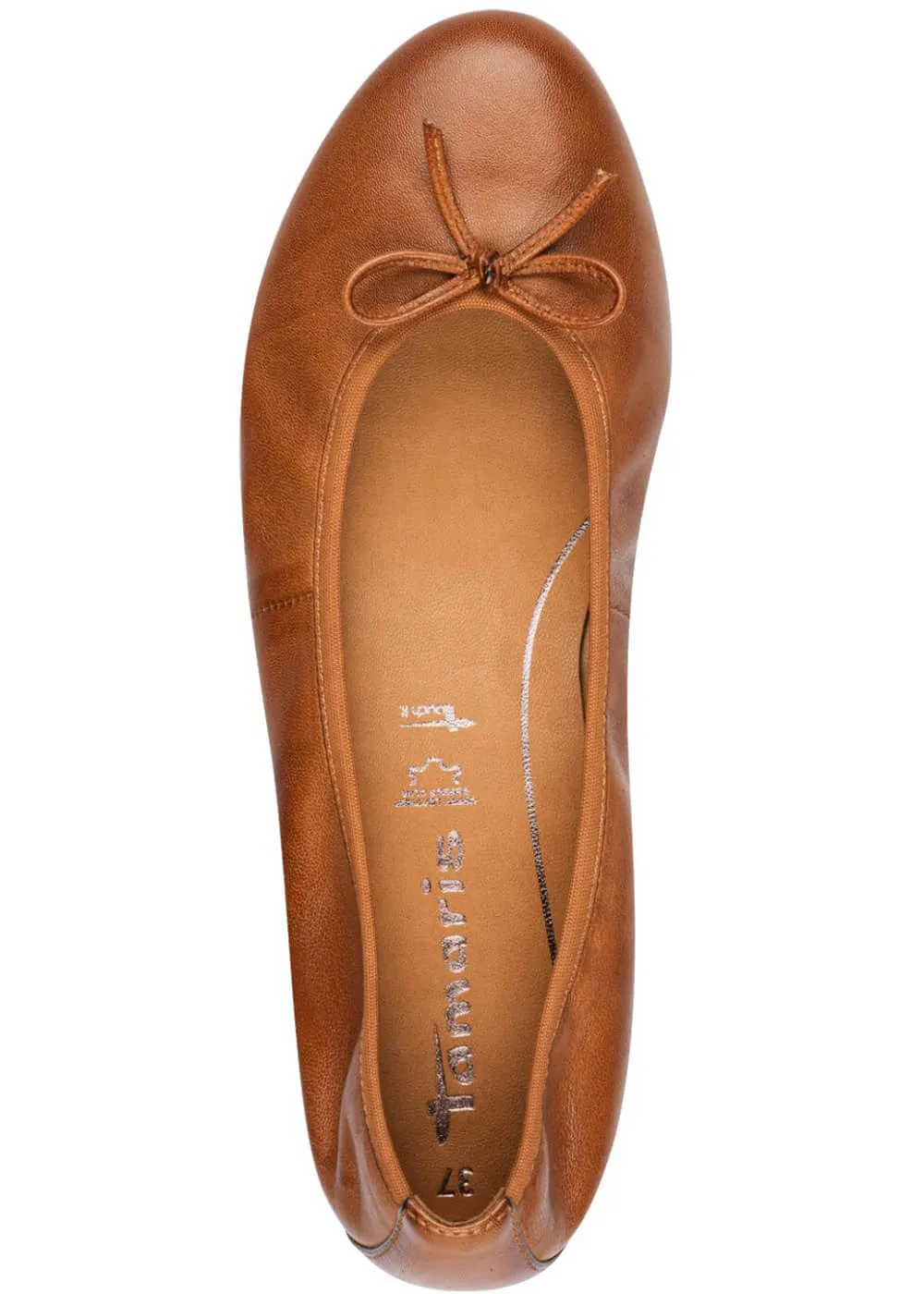 Tamaris Audrey Leather Ballerinas Chestnut