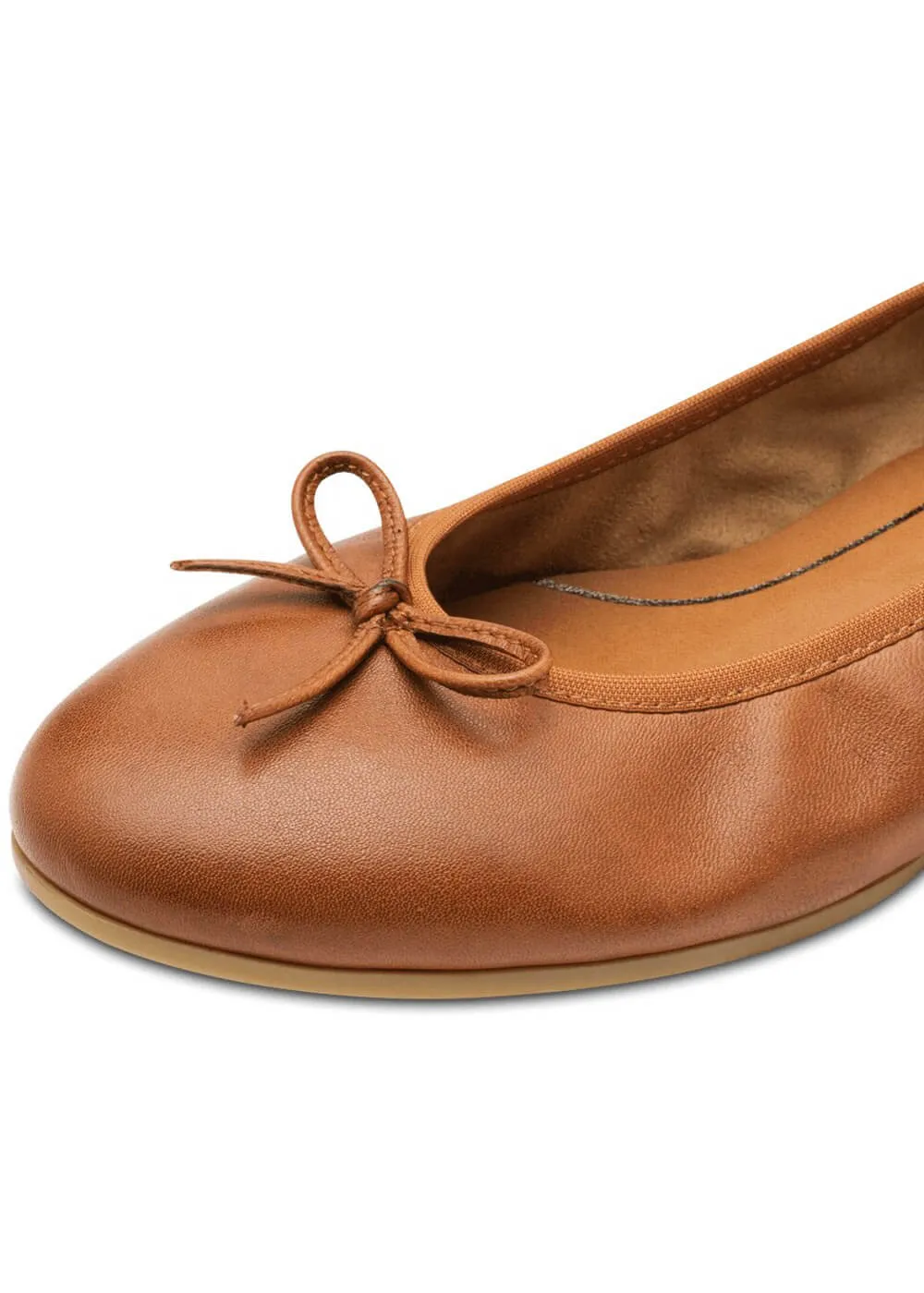 Tamaris Audrey Leather Ballerinas Chestnut