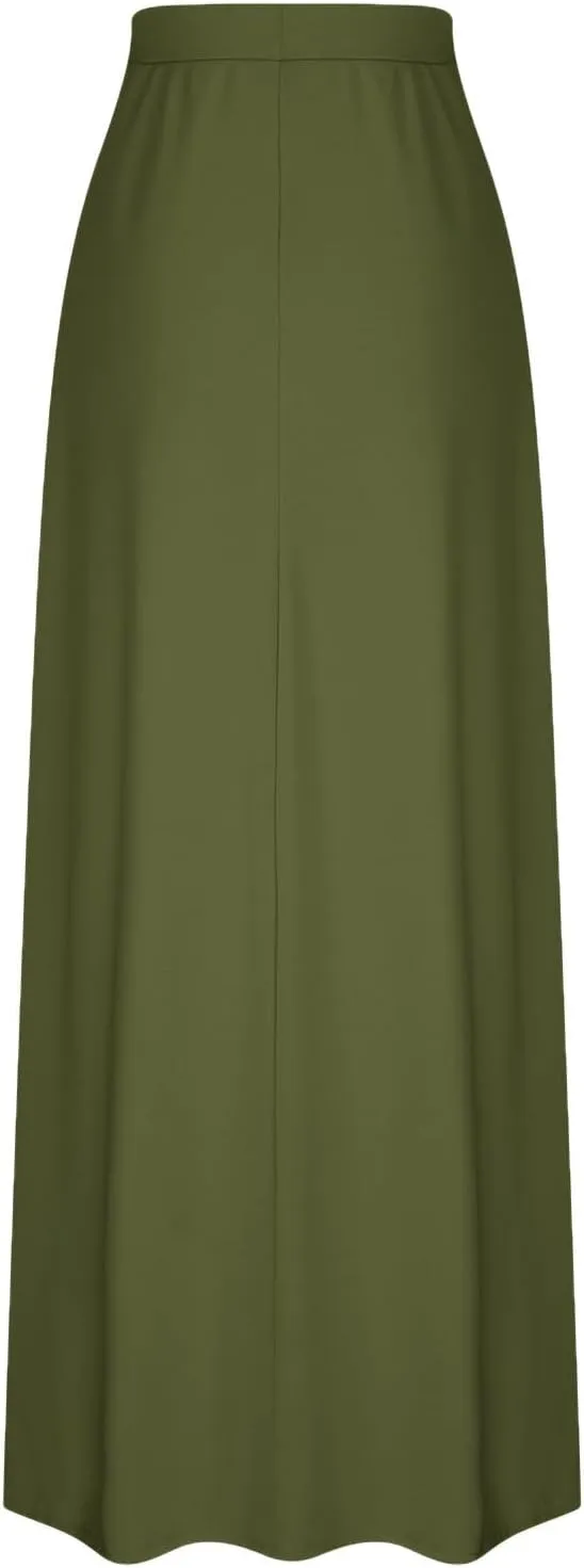 TANGNADE Spring Maxi Skirts for Women 2025 with Pockets Summer Plus Size Trendy Boho Comfy Elastic Waist Long Skirt