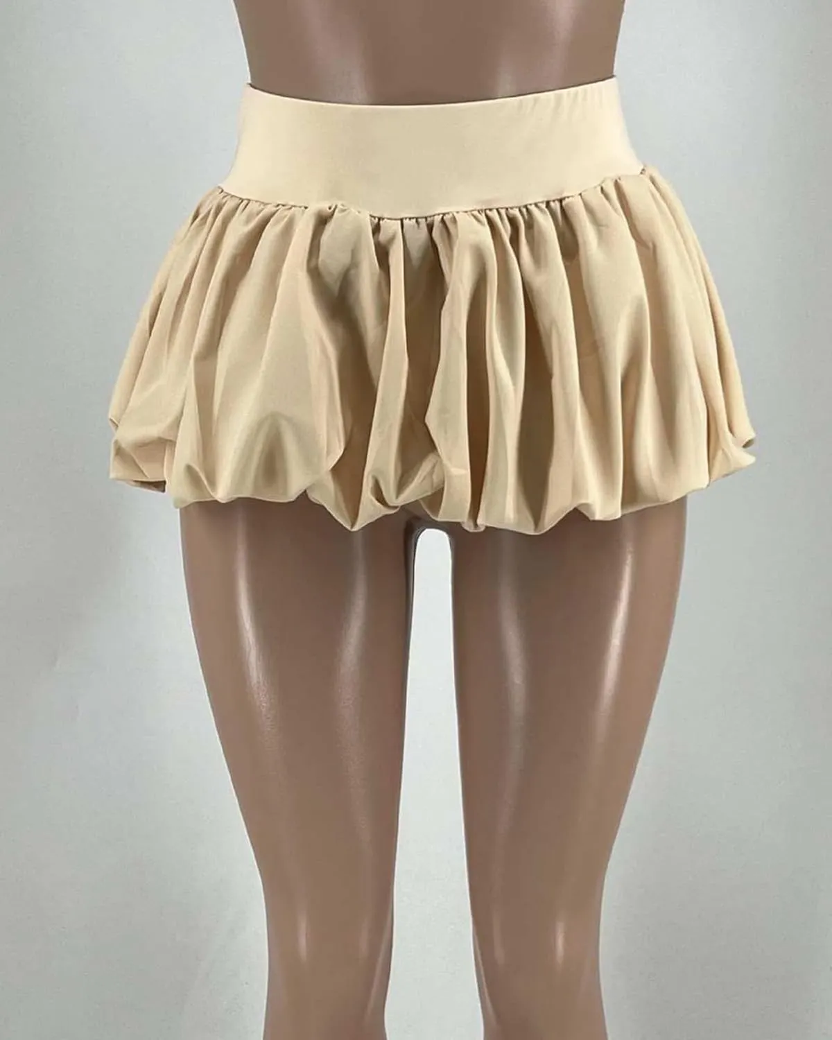 Tbahhir Women's Cute Bubble Mini Pleated Skirts Elastic High Waist Y2K Flare Puffy Short Skirt Club Streetwear