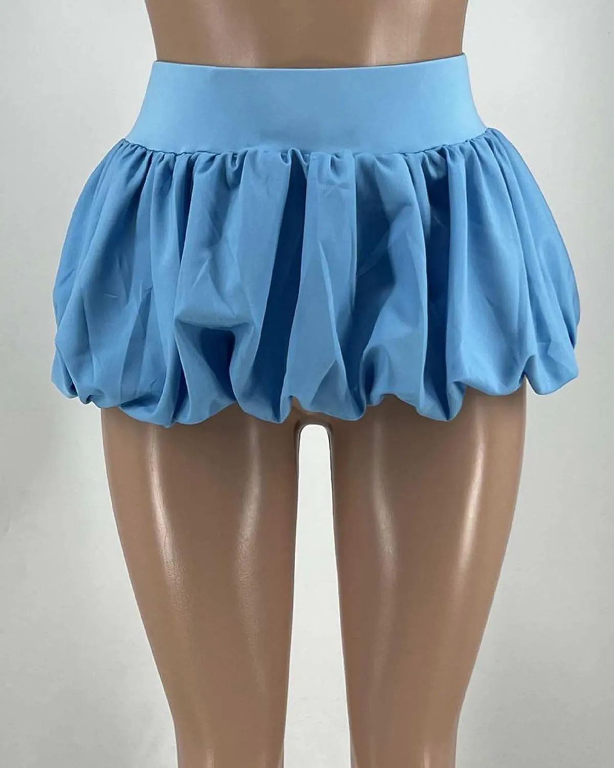Tbahhir Women's Cute Bubble Mini Pleated Skirts Elastic High Waist Y2K Flare Puffy Short Skirt Club Streetwear