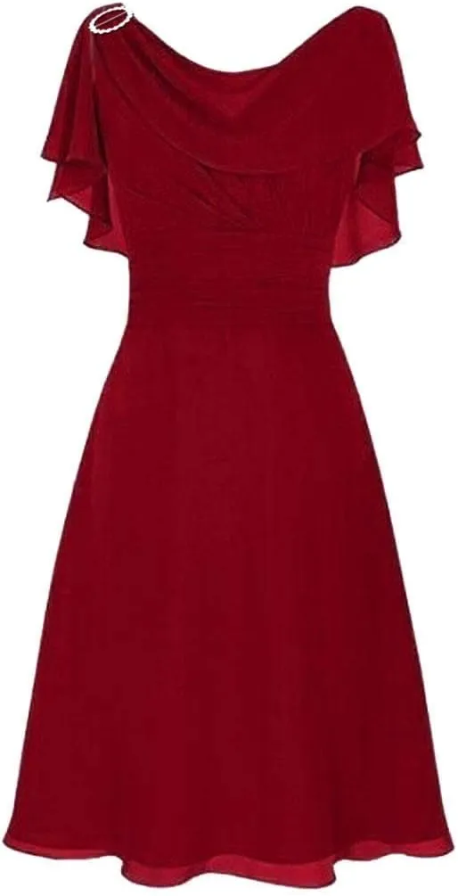 Tea Party Dresses for Woman 1950 Vintage Crew Neck Solid A-Line Swing Sundress Rockabilly Cocktail Party Dresses