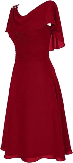 Tea Party Dresses for Woman 1950 Vintage Crew Neck Solid A-Line Swing Sundress Rockabilly Cocktail Party Dresses
