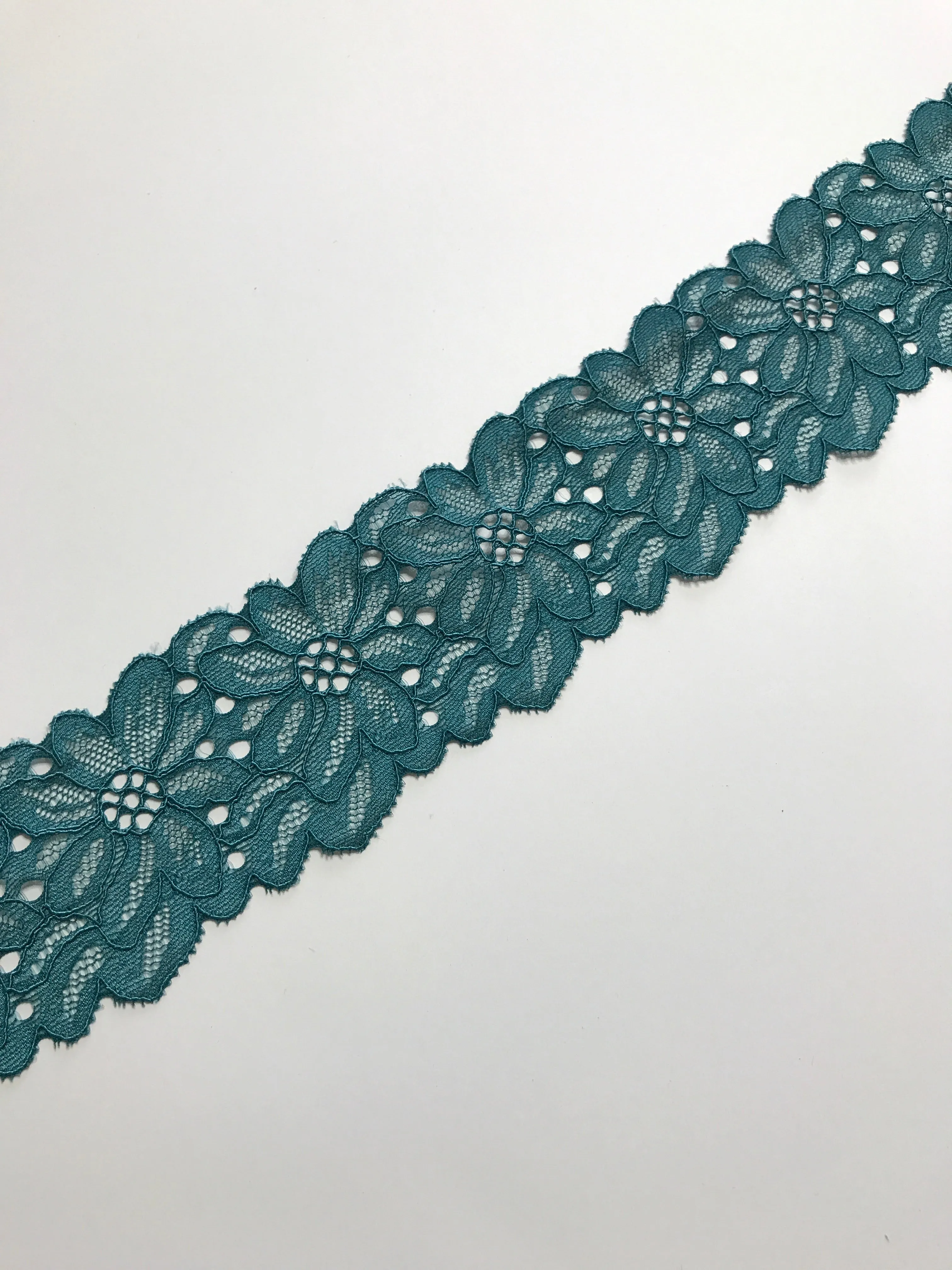 Teal 2.5" Wide Stretch Lace