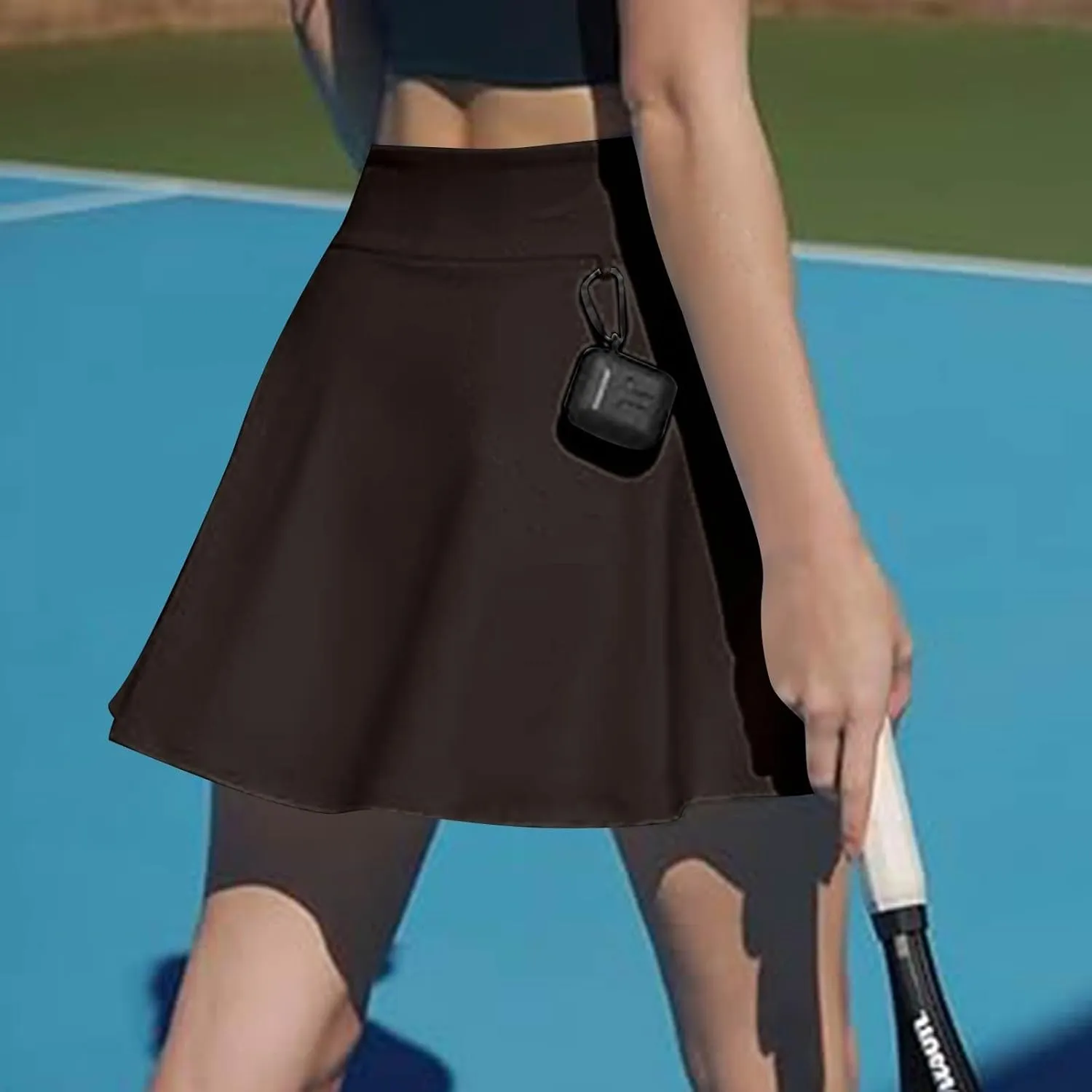 Tennis Skirts for Women with Shorts Solid Color High Waisted Side Split Pleated Skirt Athletic Golf Skorts