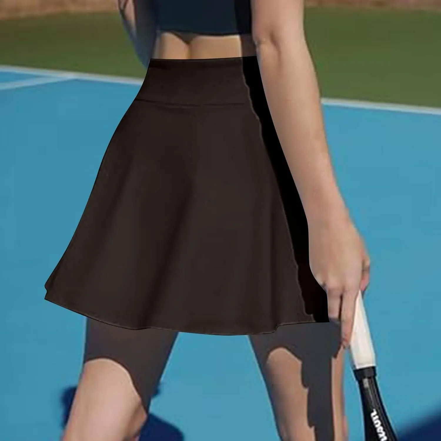 Tennis Skirts for Women with Shorts Solid Color High Waisted Side Split Pleated Skirt Athletic Golf Skorts