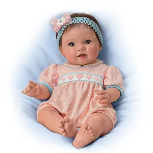 The Ashton-Drake Galleries Littlest Sweetheart Lifelike So Truly Real® Baby Girl Doll Weighted Fully Poseable with Soft RealTouch® Vinyl Skin by Renowned Master Doll Artist Ping Lau 16"-Inches