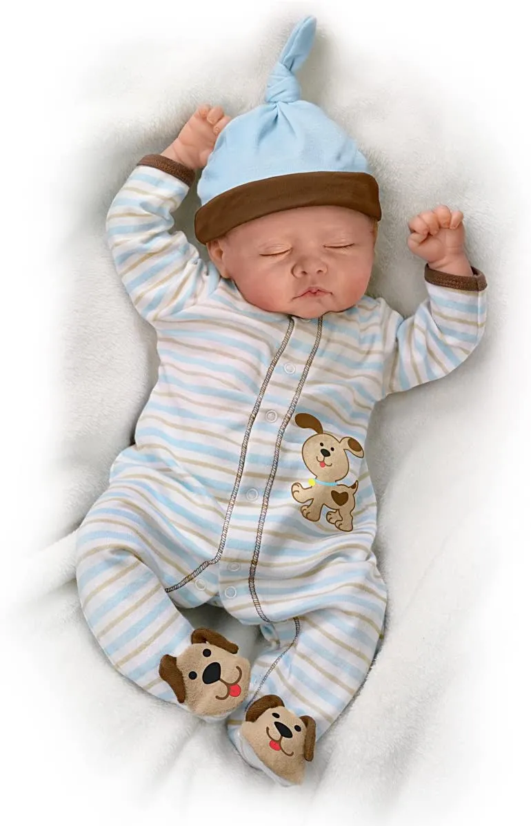 The Ashton-Drake Galleries Sweet Dreams Danny So Truly Real® Lifelike & Realistic Weighted Newborn Baby Boy Doll by Linda Murray 19-inches