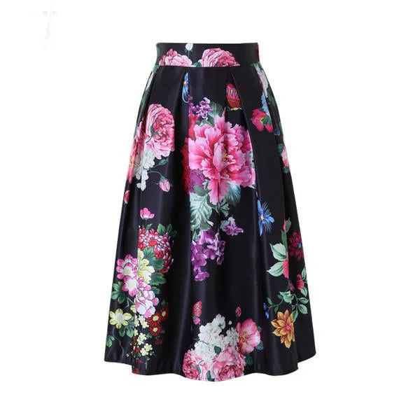 The Peony Floral Butterfly Midi Skirts