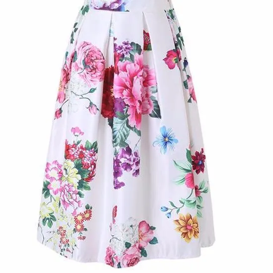 The Peony Floral Butterfly Midi Skirts
