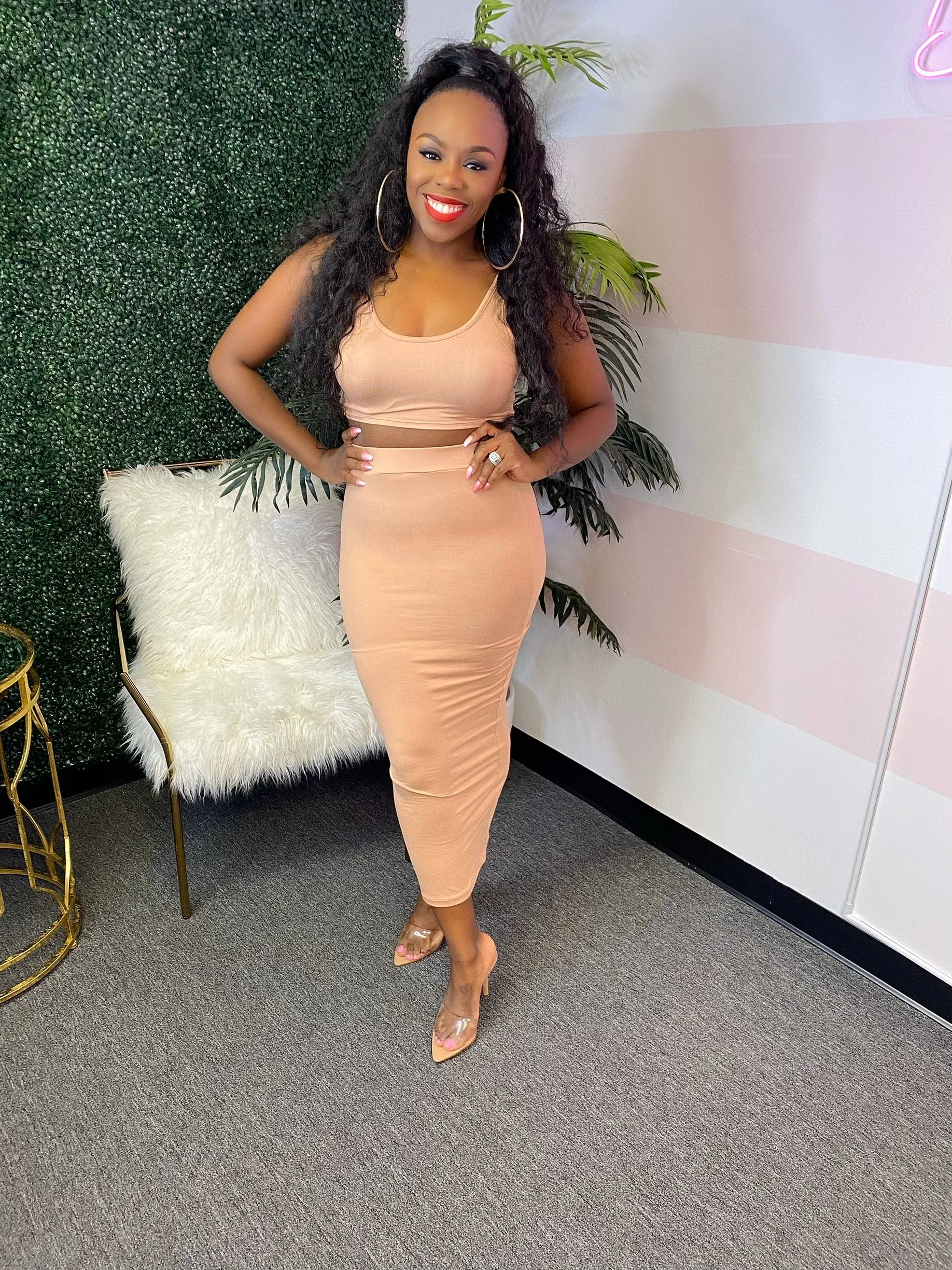 The Solid Effect Skirt Set