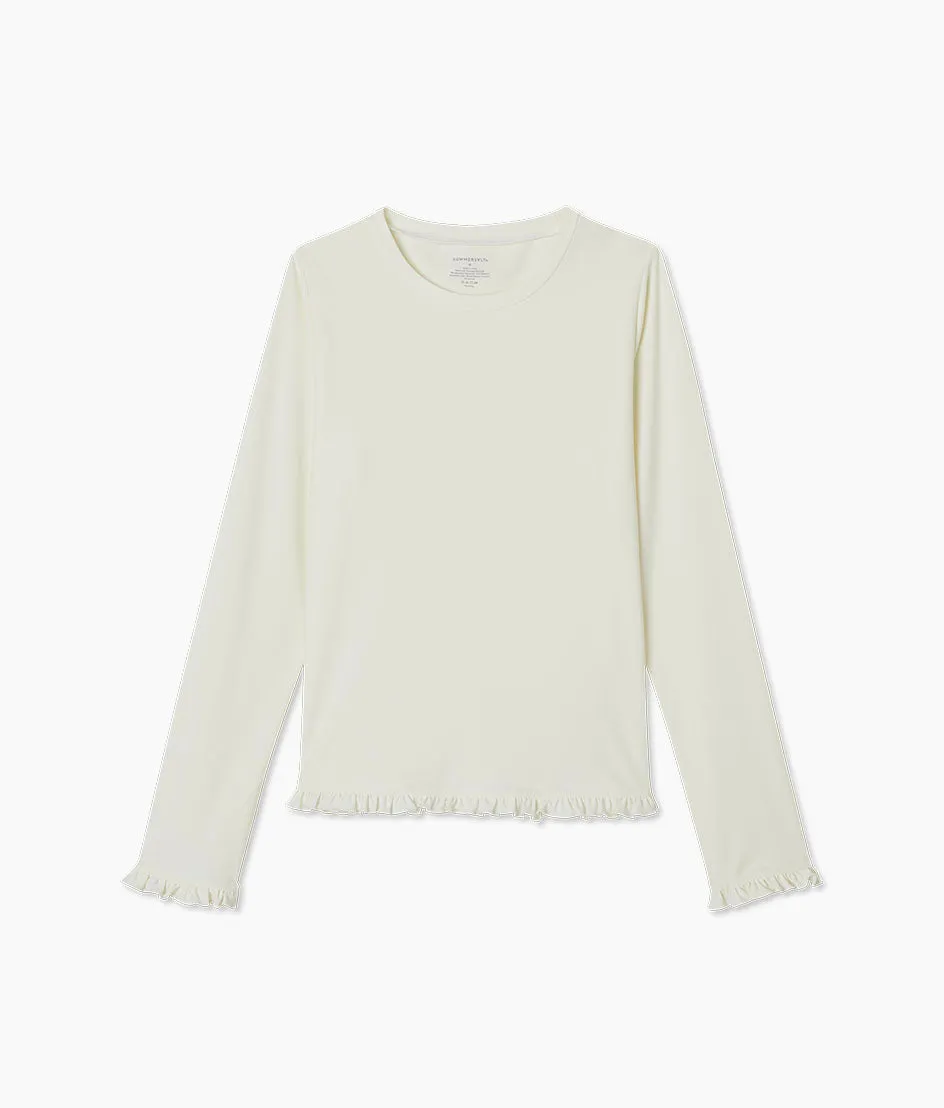 The Waterside Ruffle Rash Guard - White Sand