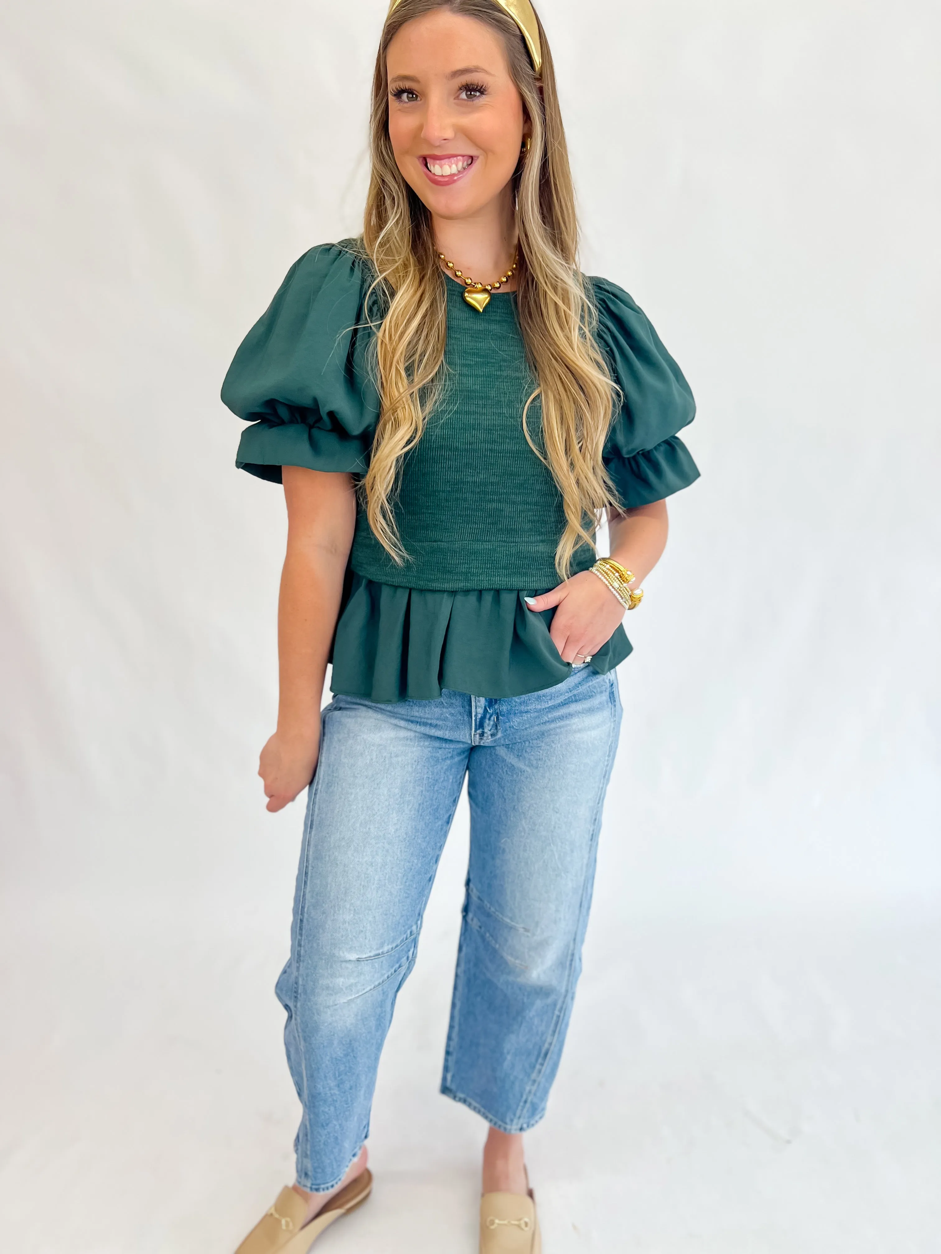 [THML] Fancy Free Puff Sleeve Knit Top