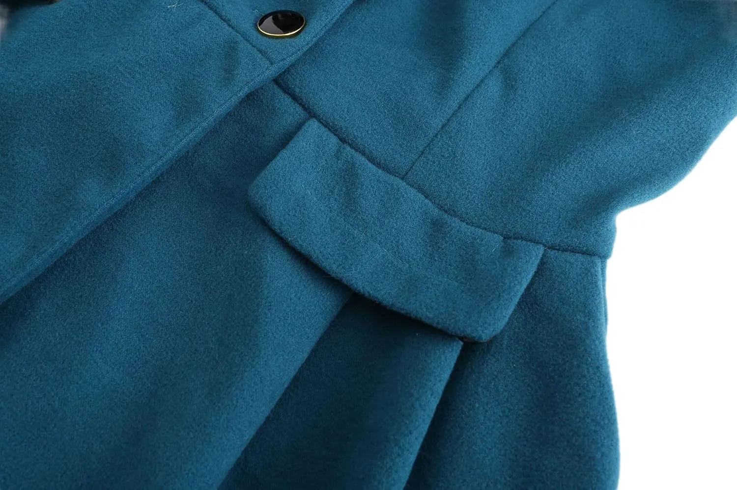 TIAFORD Women's Winter Double Breasted Faux Fur Lapel Wool Trench Coat A-Line Mid-Length Belted Peacoat Jacket