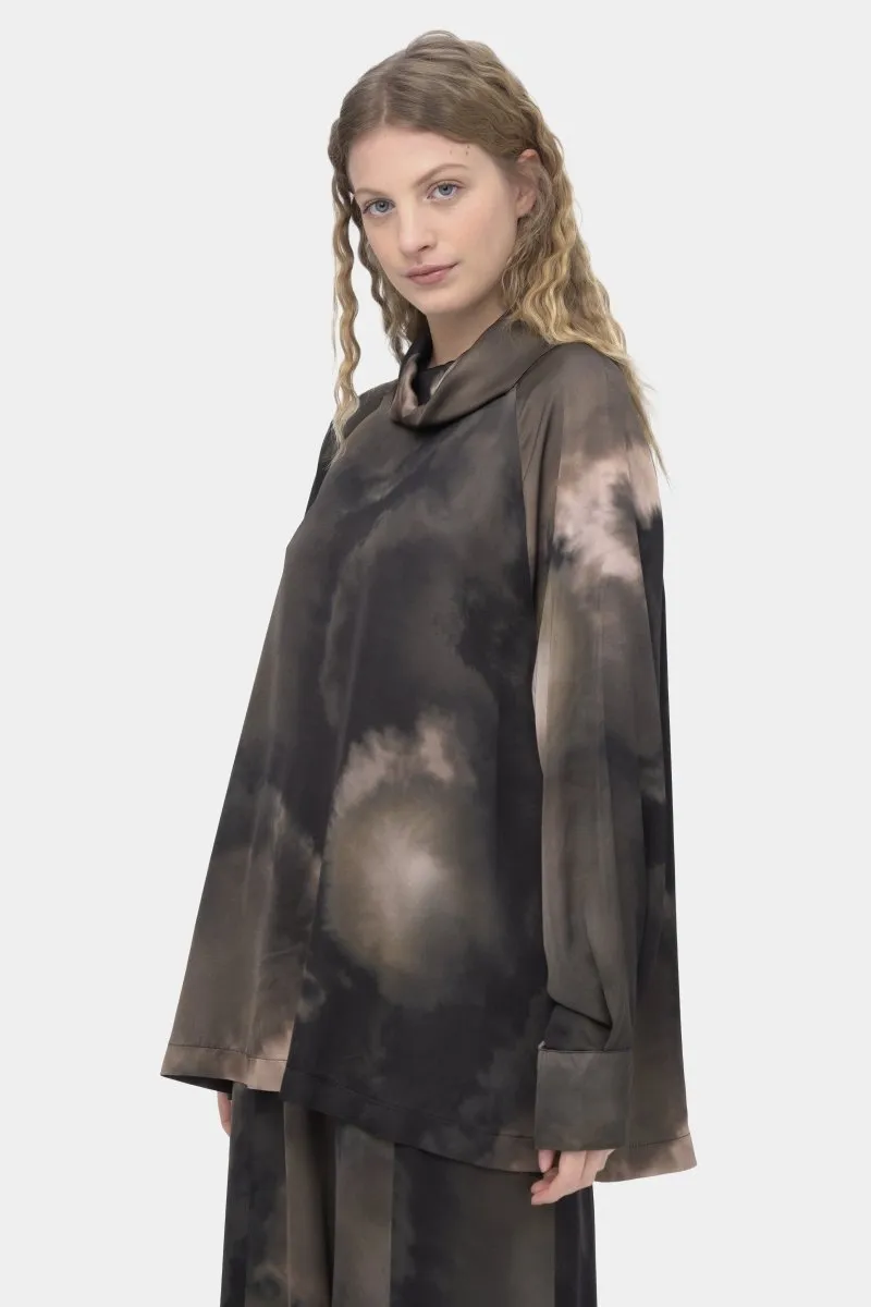 Tie-Dye Cowl Neck Shirt