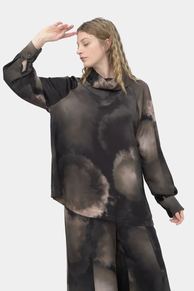 Tie-Dye Cowl Neck Shirt