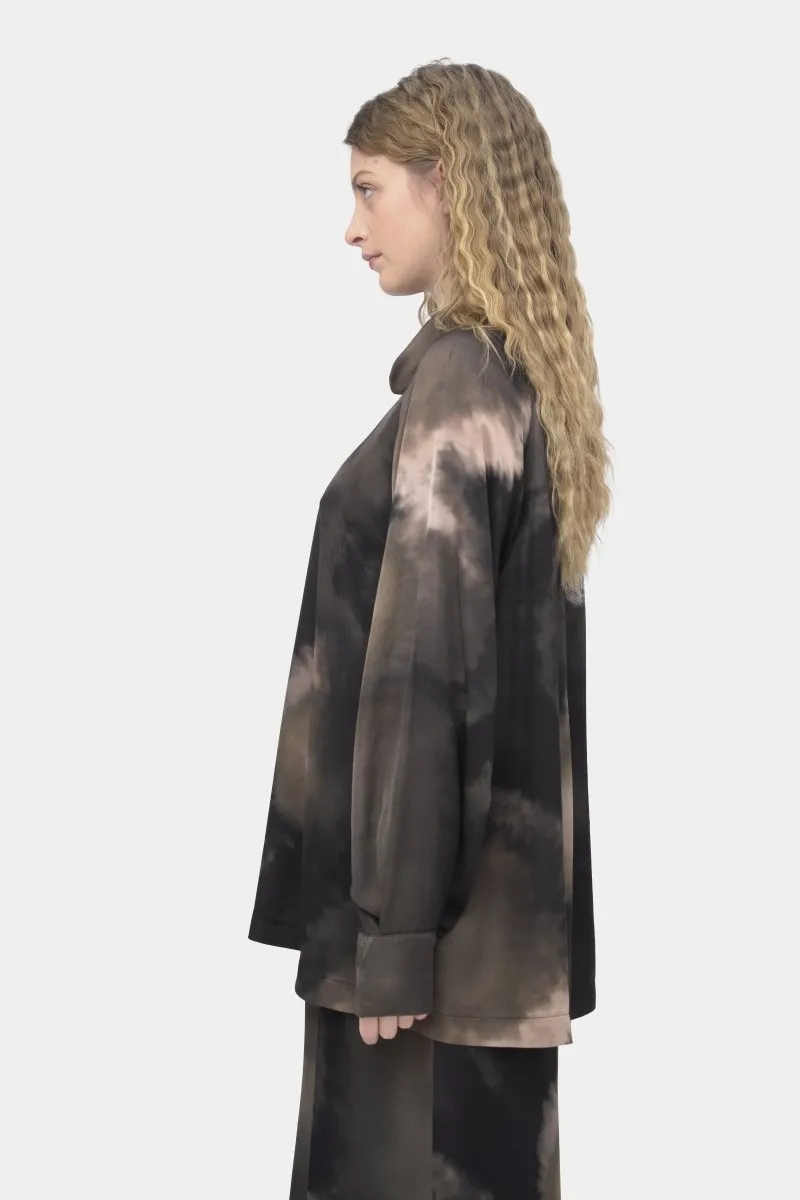 Tie-Dye Cowl Neck Shirt