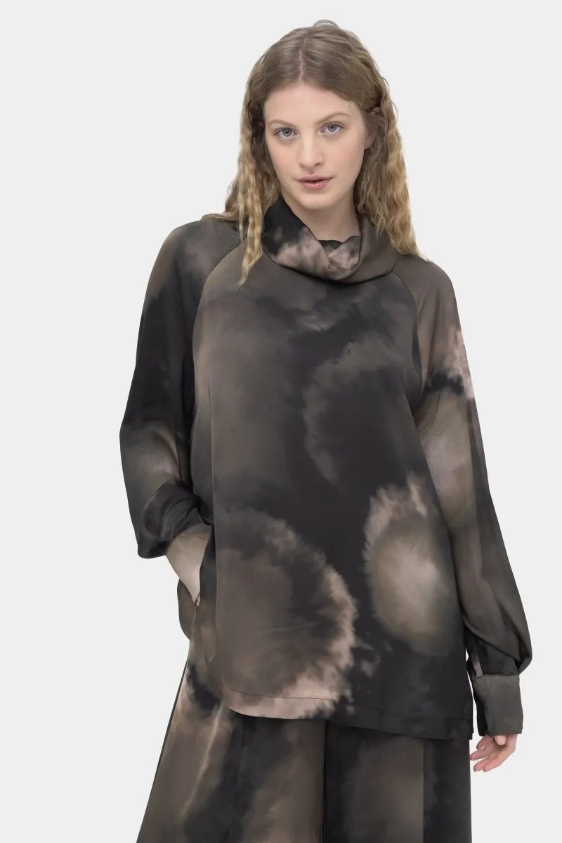 Tie-Dye Cowl Neck Shirt