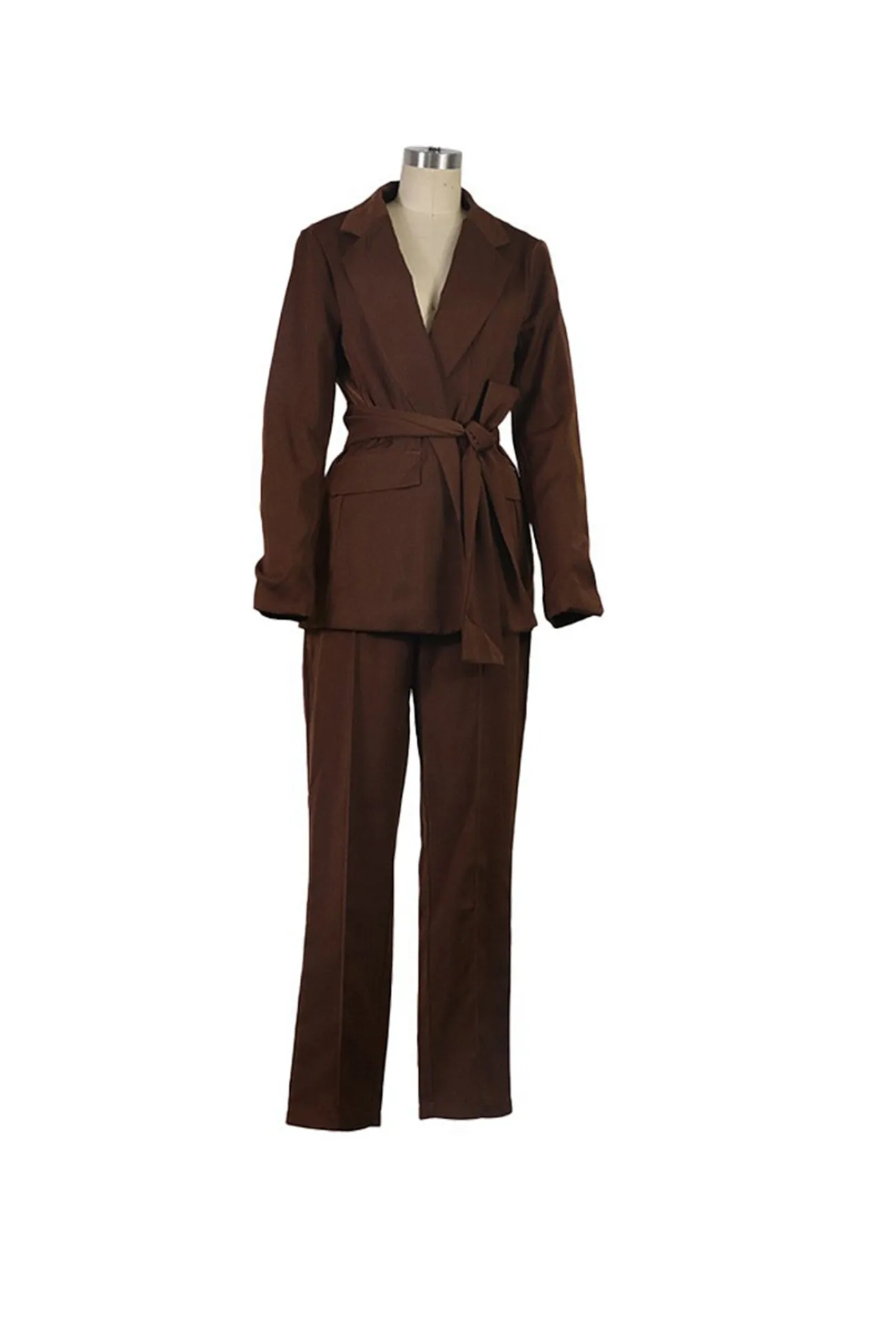 Tie-waist Suit Two-piece Long Pants Set
