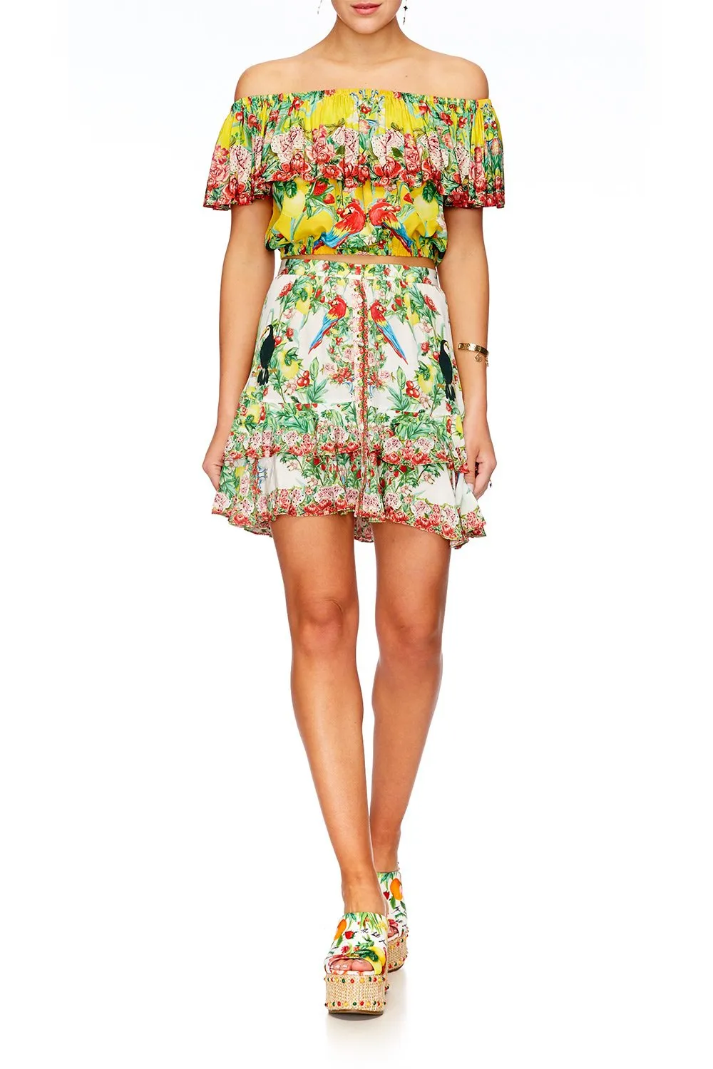 TIERED BUTTON DOWN MINI SKIRT ONE FLEW OVER
