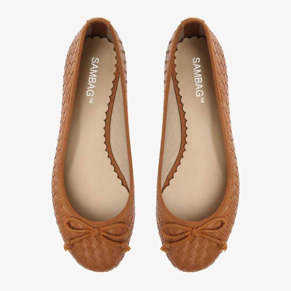 Tina Tan Woven Microfibre Leather Ballet Flat