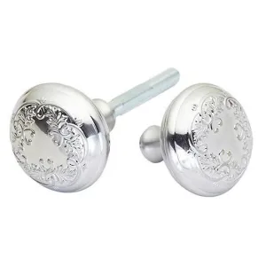 Traditional Floral Leaf Spare Door Knob Set (Brushed Nickel)