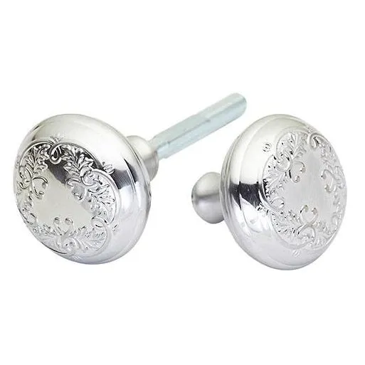 Traditional Floral Leaf Spare Door Knob Set (Brushed Nickel)