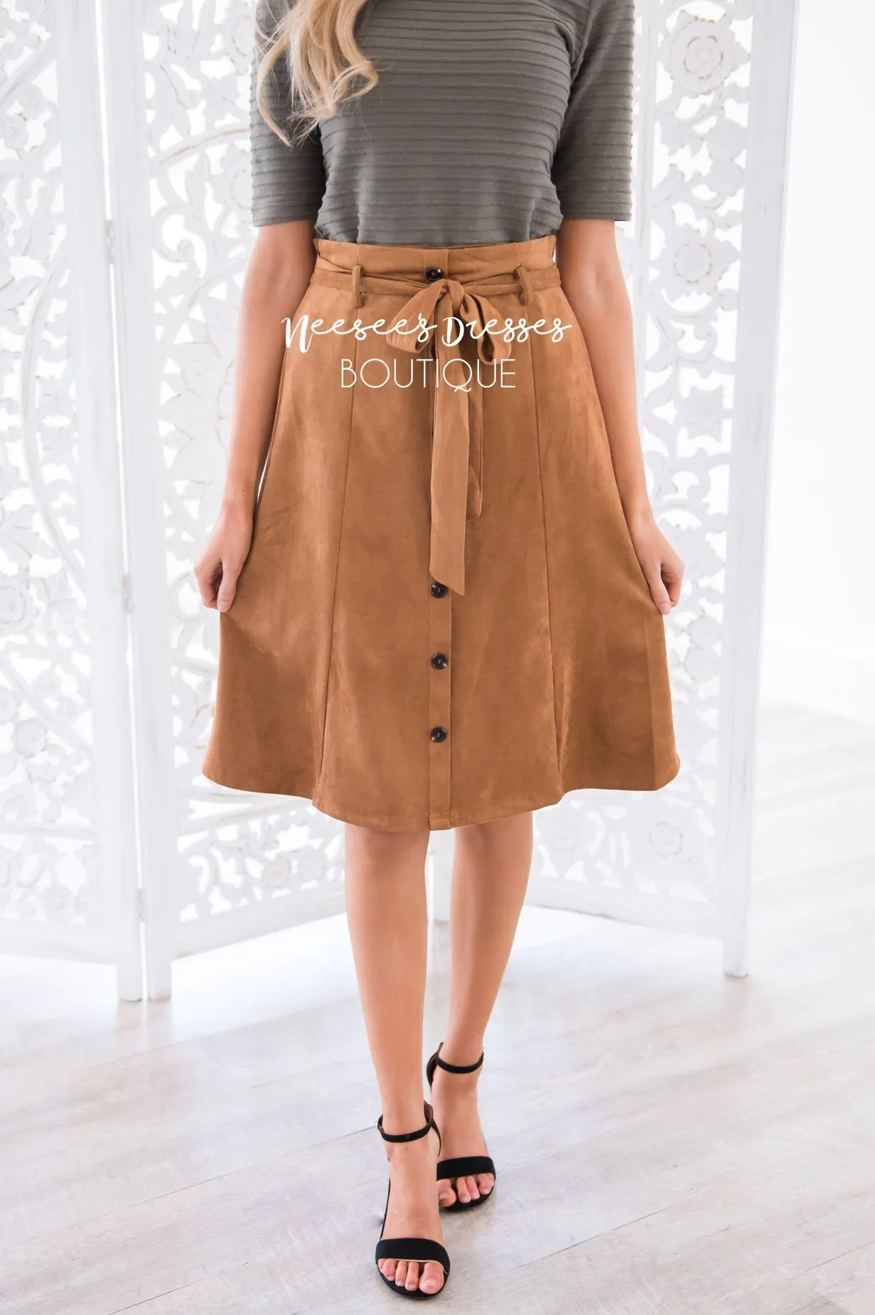 Trip to Tribeca Button Skirt