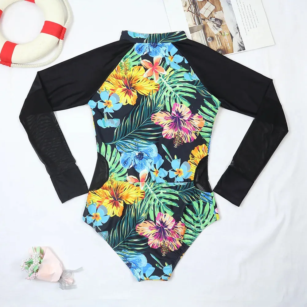 Tropical Rash Guard Swimsuit - UV Safe
