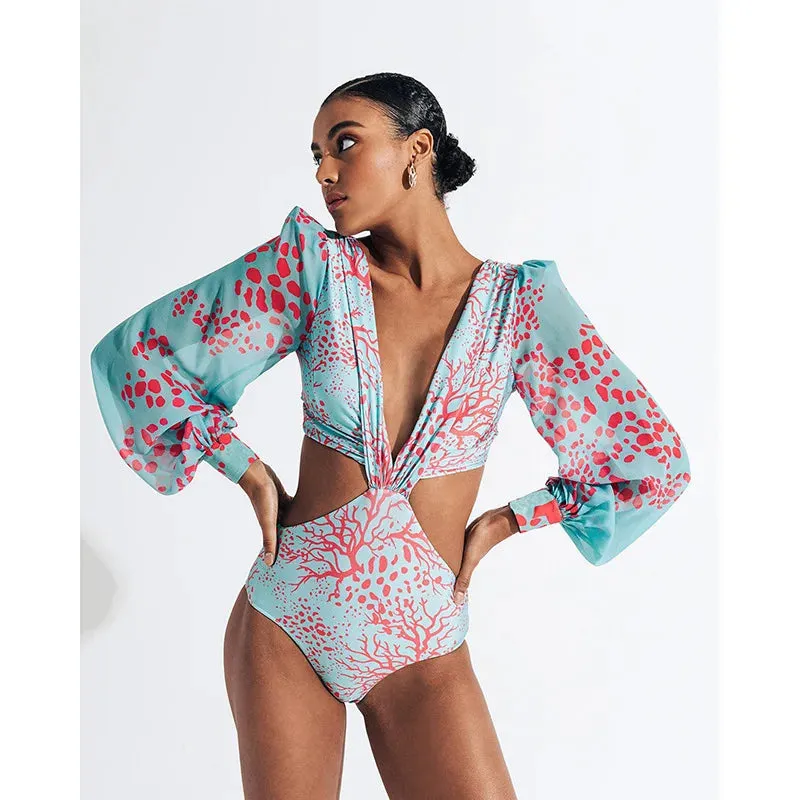 Tropical Rash Guard Swimsuit - UV Safe