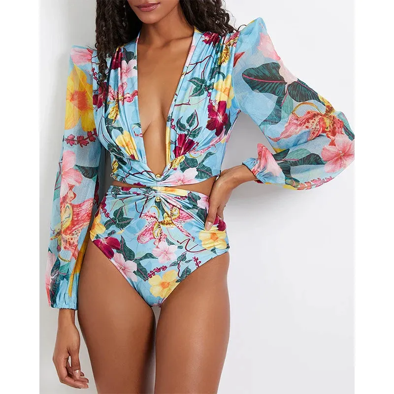 Tropical Rash Guard Swimsuit - UV Safe