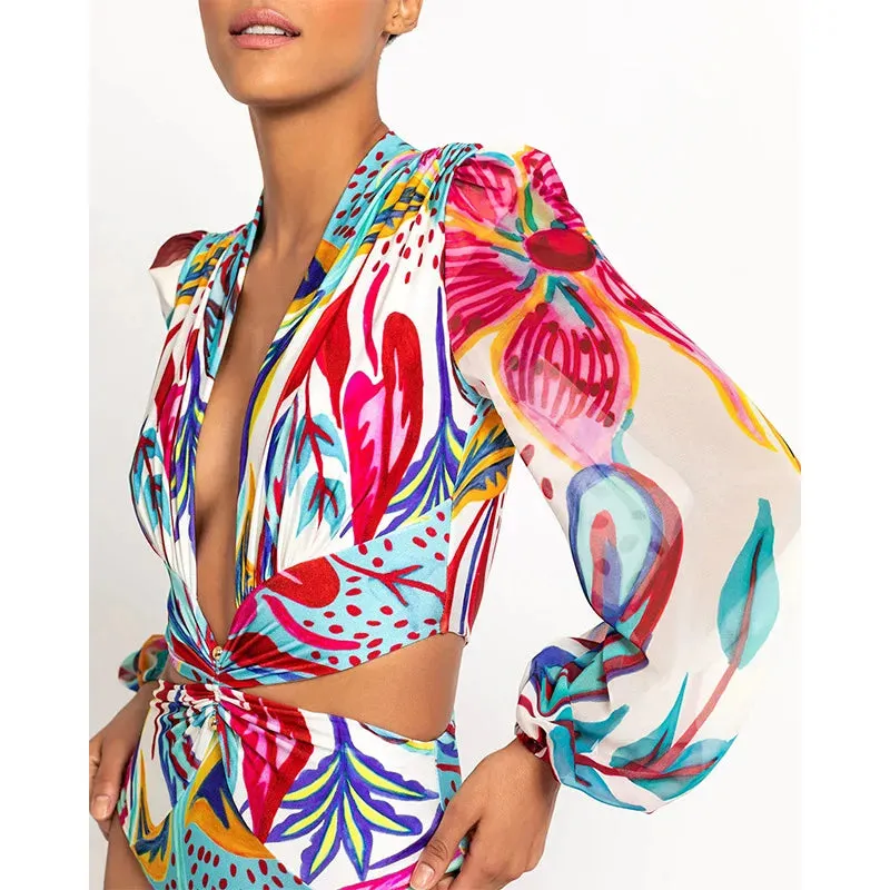 Tropical Rash Guard Swimsuit - UV Safe