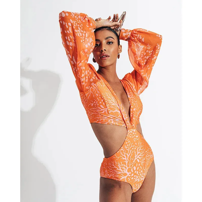 Tropical Rash Guard Swimsuit - UV Safe
