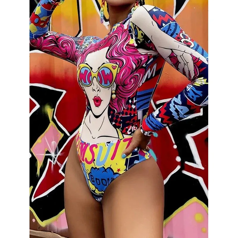 Tropical Rash Guard Swimsuit - UV Safe