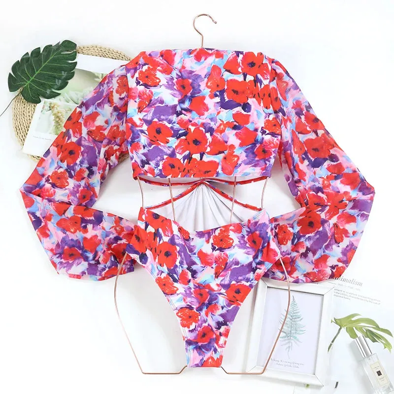 Tropical Rash Guard Swimsuit - UV Safe