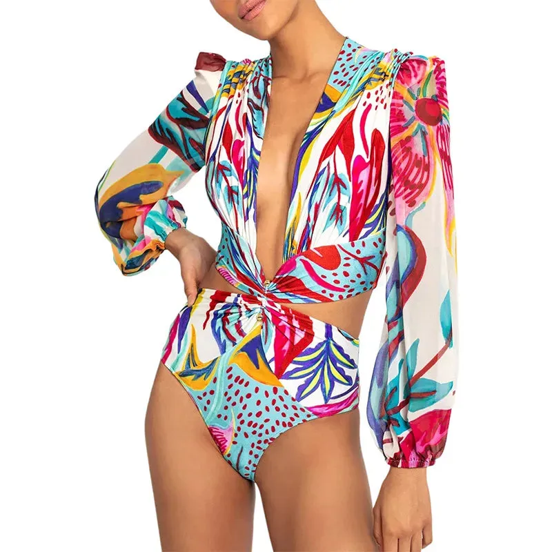 Tropical Rash Guard Swimsuit - UV Safe
