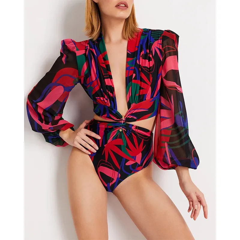Tropical Rash Guard Swimsuit - UV Safe